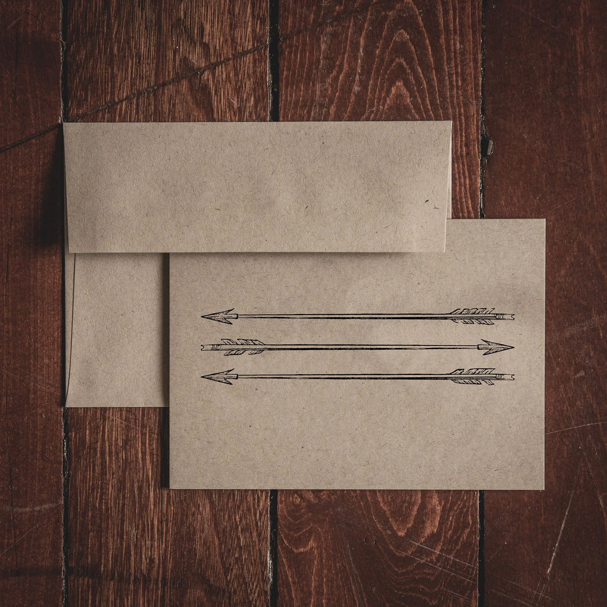 Oak & Ink Fly Fish folded kraft note cards with coordinating envelopes