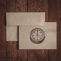 Oak & Ink Compass folded kraft note cards with coordinating envelopes