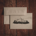 Oak & Ink Mountain folded kraft note cards with coordinating envelopes
